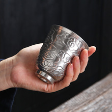 银杯子999纯银鎏银复古茶杯 纯手工个性功夫茶具陶瓷品茗杯主人杯