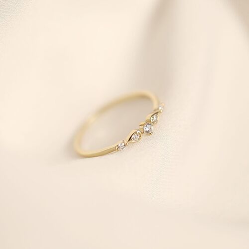 S925 sterling silver plated 14K gold platinum women's ring ring tail ring zirconium diamond fine simple Japanese retro foreign trade