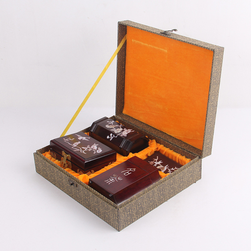 定做高档精品中国风文房四宝礼品套装包装盒文房四宝礼盒批发