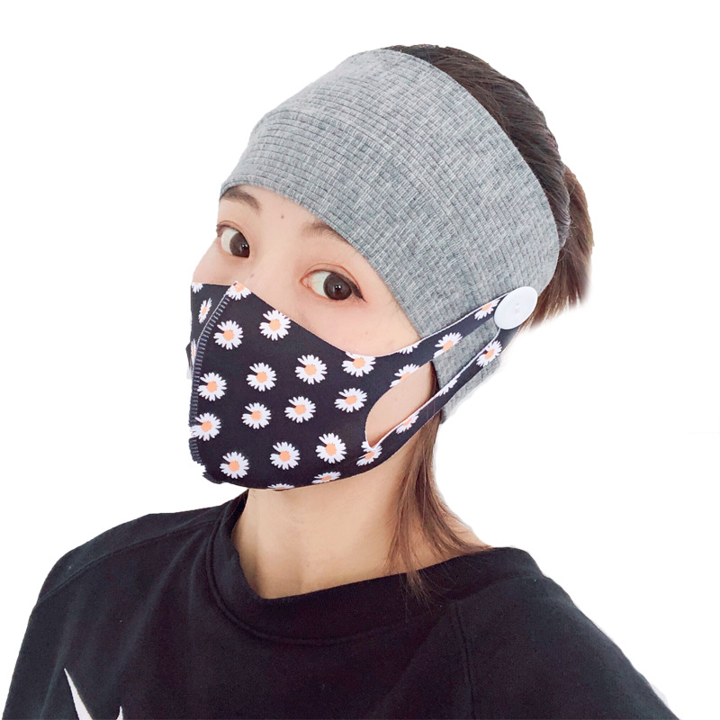 Fashion sports yoga fitness button mask antileaf headband solid color parentchild couples wholesalepicture5