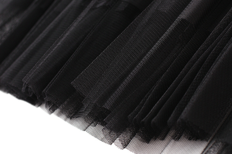 Mid-Length High Waist Pleated Yarn Skirt in Skirts