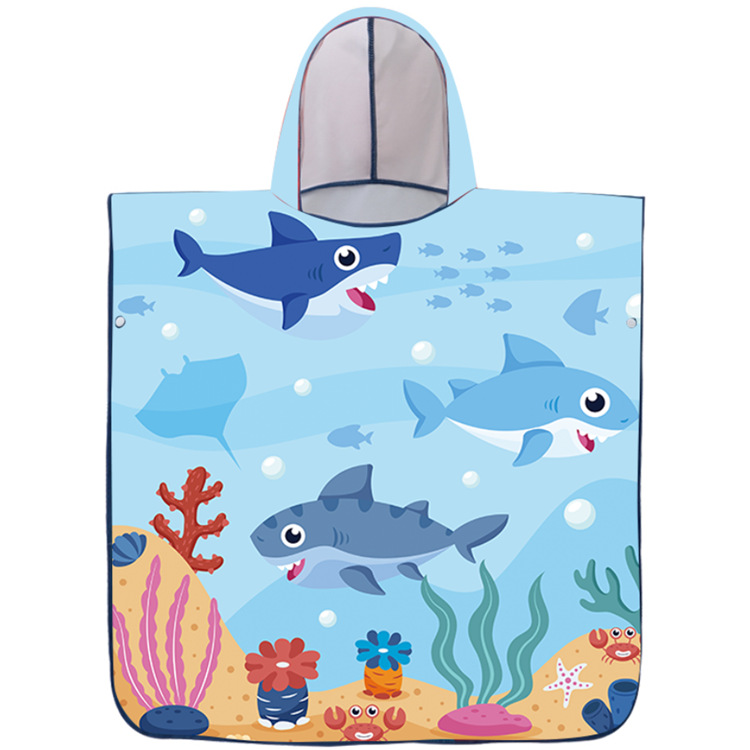 Toalla de baño para niños capa de dibujos animados con capucha bebé absorbente de secado rápido albornoz de natación niño playa toalla de playa portátil