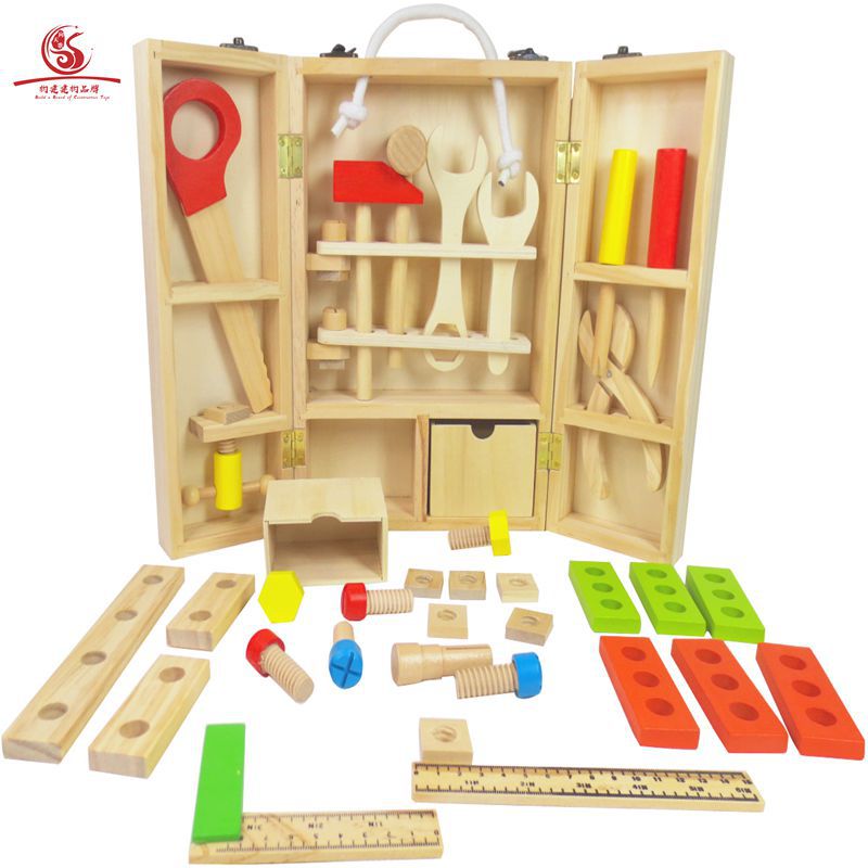 工具箱木質教具仿真拆裝男孩寶寶拆裝過家家玩具訓練手眼協調工具