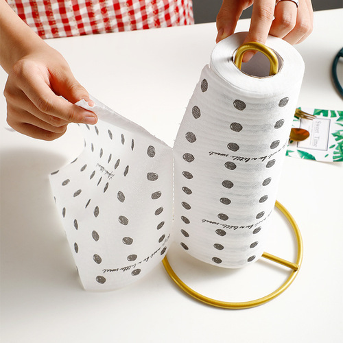 Paper towel holder Nordic gold storage rack wrought iron dining table kitchen plastic wrap storage roll paper holder desktop oil-absorbing paper holder