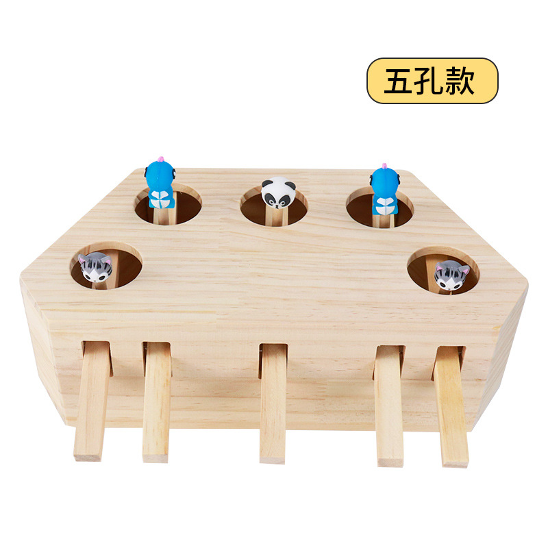 Nuevo juguete para gatos TikTok Tok Toque interactivo educativo para mascotas juguete para gatos de tres agujeros de cinco agujeros de madera maciza juguete para gatos