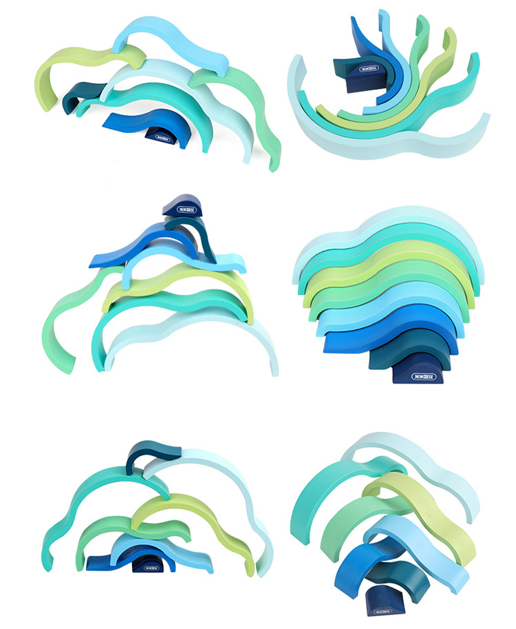 早教儿童益智小号彩虹实木积木隧道玩具互动套装木制美丽心情系列