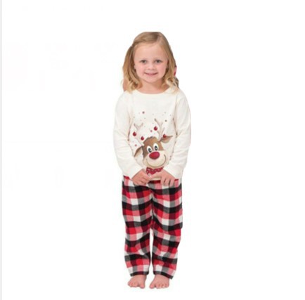 Straight Pants Pants Type T-shirt Tops Type Family Look Reindeer Printing Pant Co-ord Set T-shirt Two-Piece Sets