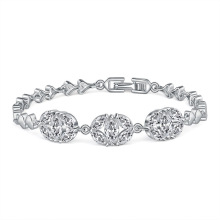 深圳厂家直批外贸流行饰品 镀白金镶钻手链女款手环时尚心形手链