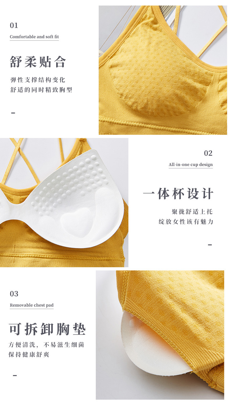 Korean-style fashionable polka dots gather together, beautiful back wrap, thin shoulder strap, comfortable and breathable, thick chest pad, sports halter vest for women detail image 12