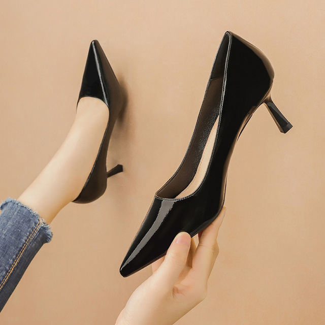 Fashion pointed shallow high heeled shoes slim sexy women’s single shoes banquet women’s shoes