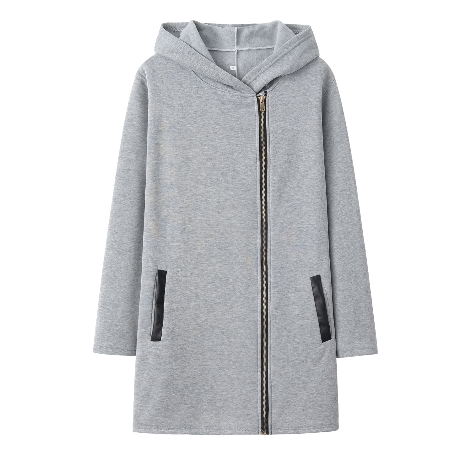 fashion side zipper plus fleece jacket hooded jacket sweater  NSYF1841