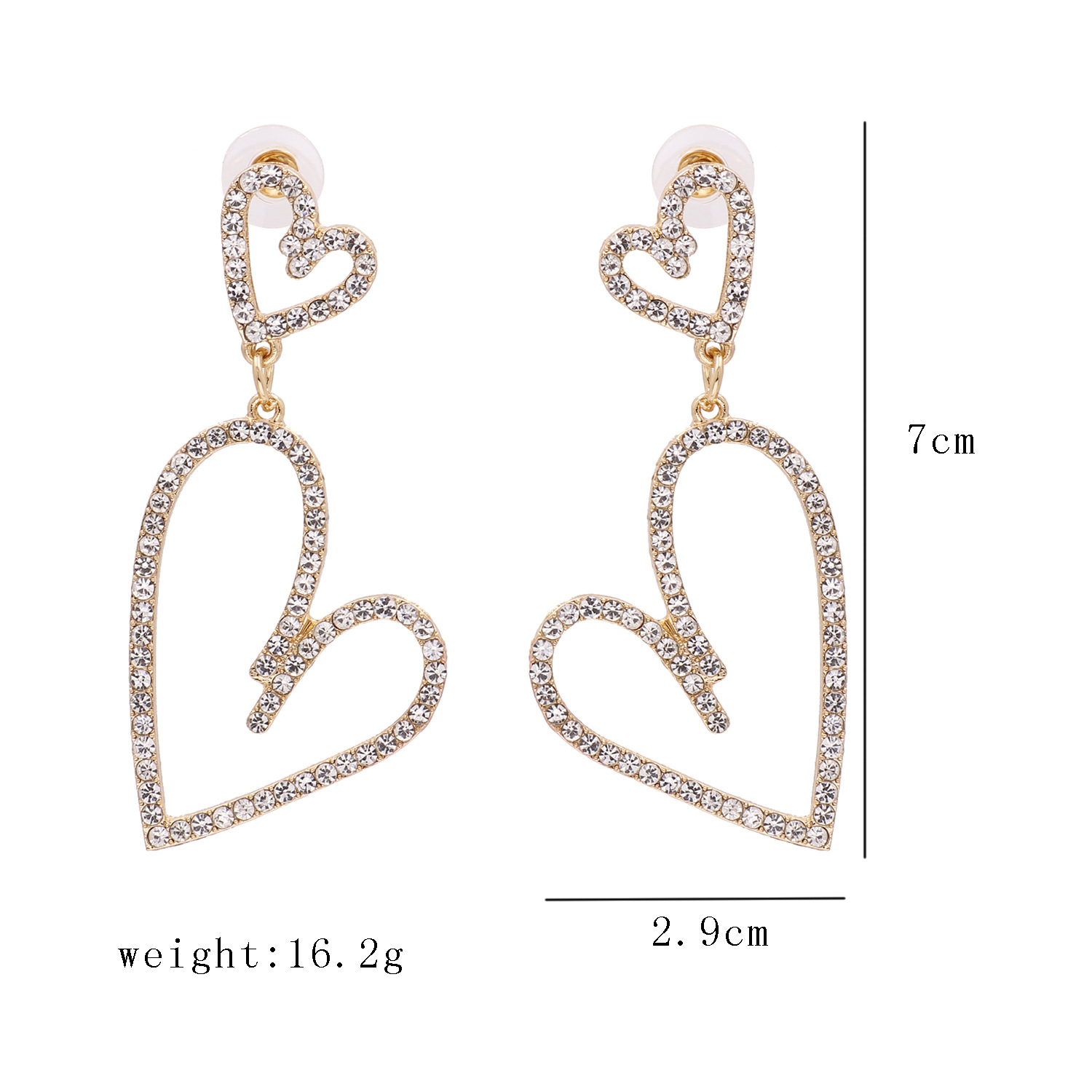 Grosse Boucle D'oreille Bijoux Alliage En Forme De Coeur Coloré Diamant Boucles D'oreilles Percées En Gros Nihaojewelry display picture 13