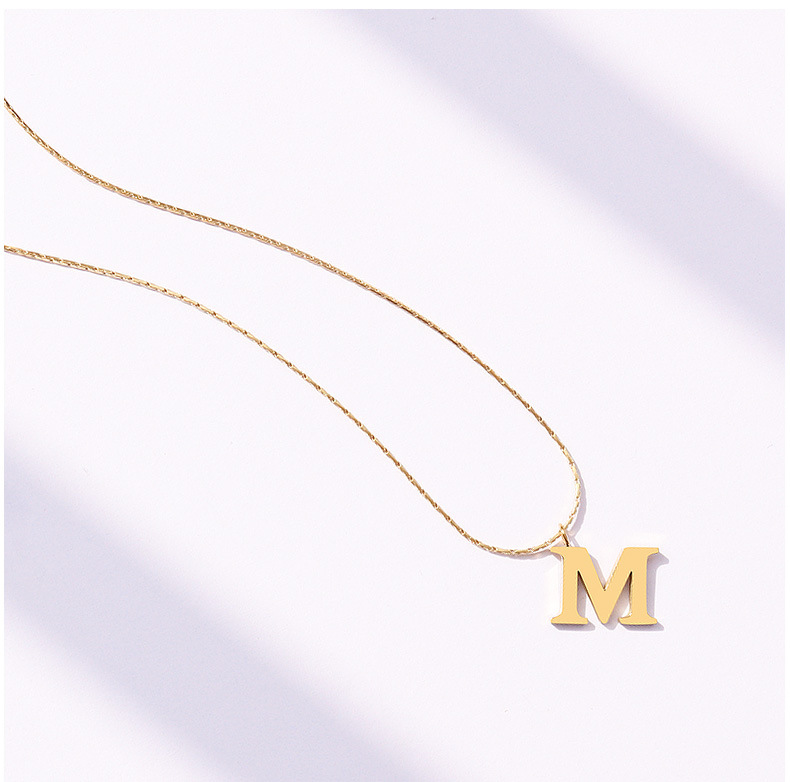 Hammer Square Pattern Superfine Clavicle Chain M English Letter Necklace display picture 4