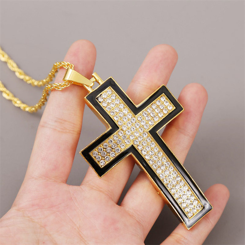 Creative Exaggerated Hip Hop Cross Necklace Men's Trend Rhinestone Hip Hop Pendant Jewelry Wholesale Nihaojewelry display picture 2