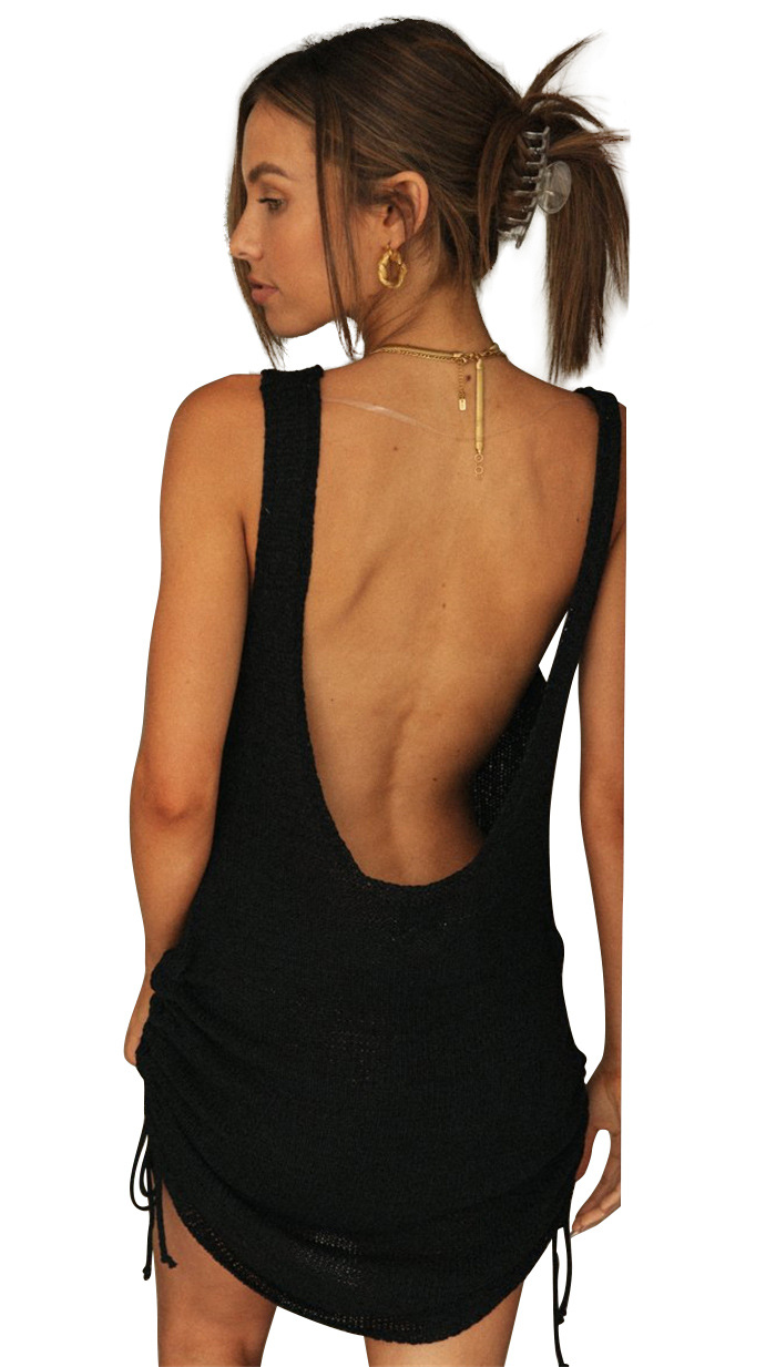 YD038 Clothing Arrival Sexy Slim-Fit Sheath Dress Backless Drawstring Strap Dress for Women