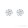 Elegant universal Japanese white earrings, silver needle, french style, simple and elegant design, flowered