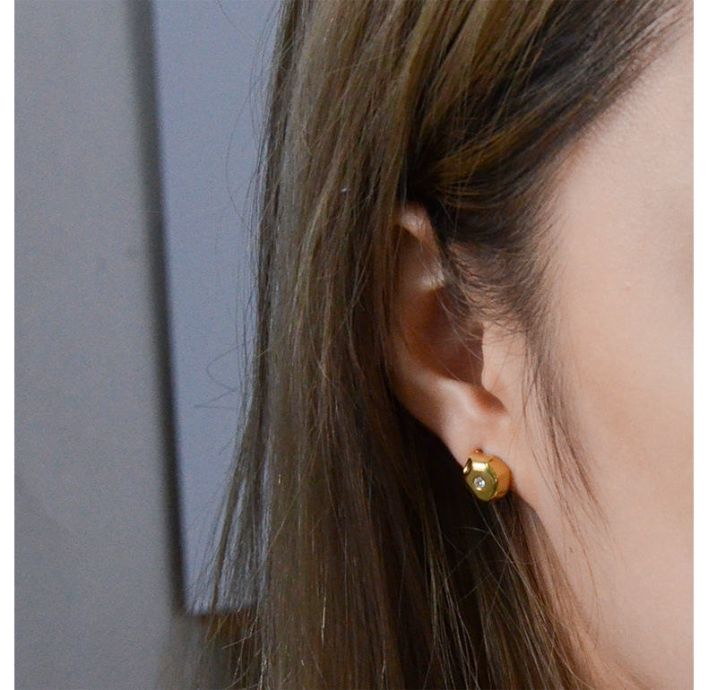 Fashion Trend Different Irregular Curved Small Round Diamond Titanium Steel Earrings display picture 13