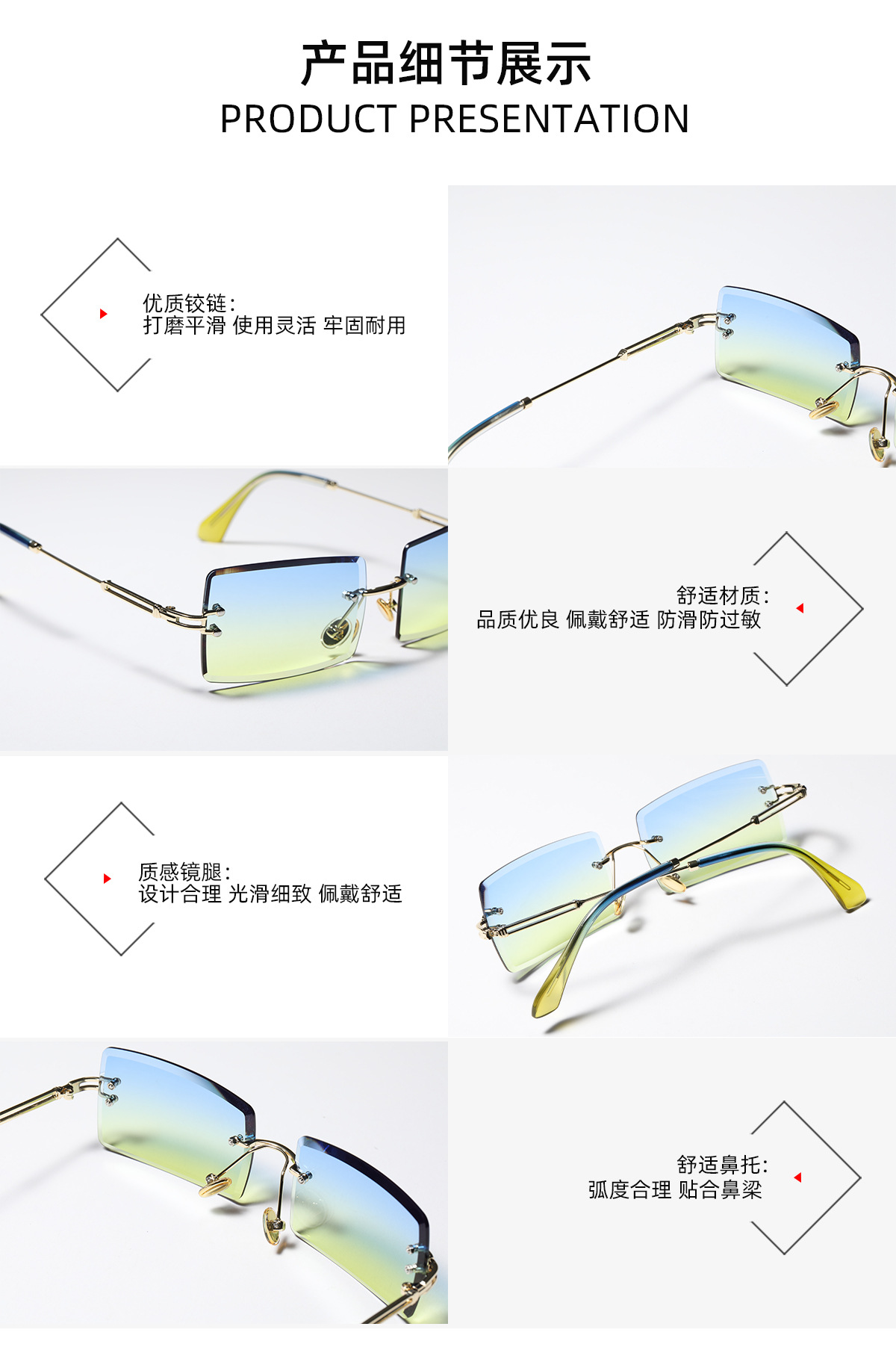 Retro Diamond Trim Transparent Glasses display picture 3