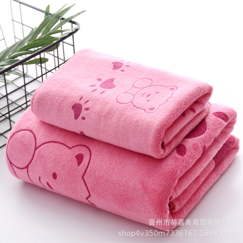 Toalla de baño de tres piezas conjunto absorbente de secado rápido impresión hermosa suave envoltura larga de las mujeres de dibujos animados para adultos Toalla de playa regalo de retorno