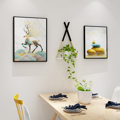 Modern Restaurant 2 Frame Oil Canvas Decorative Painting Shelf Set for Restaurant Bedroom Sofa Background Wall Decor