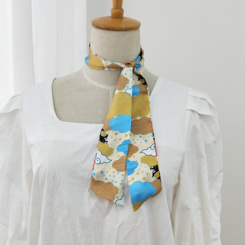 Long small floating scarf with scarf for women in spring, autumn and summer, strap to tie bag handle, silk scarf to tie handbag decoration