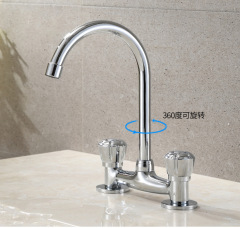 Double Handle Dual Hole Old Style Bathroom Sink Faucet Cold and Hot Old Style Home and Commercial Kitchen Vegetable Basin Faucet Upright Spacing 15CM