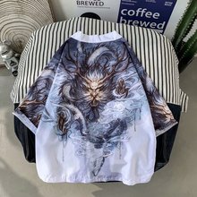 国风道袍男中国风龙袍外搭衬衫韩版夏季薄款潮流休闲衬衣宽松痞帅