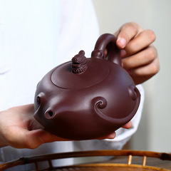 Yixing Famous Original Mineral Purple Clay Teapot Purely Handmade Longying Teapot Large Capacity 420ml Tea Set