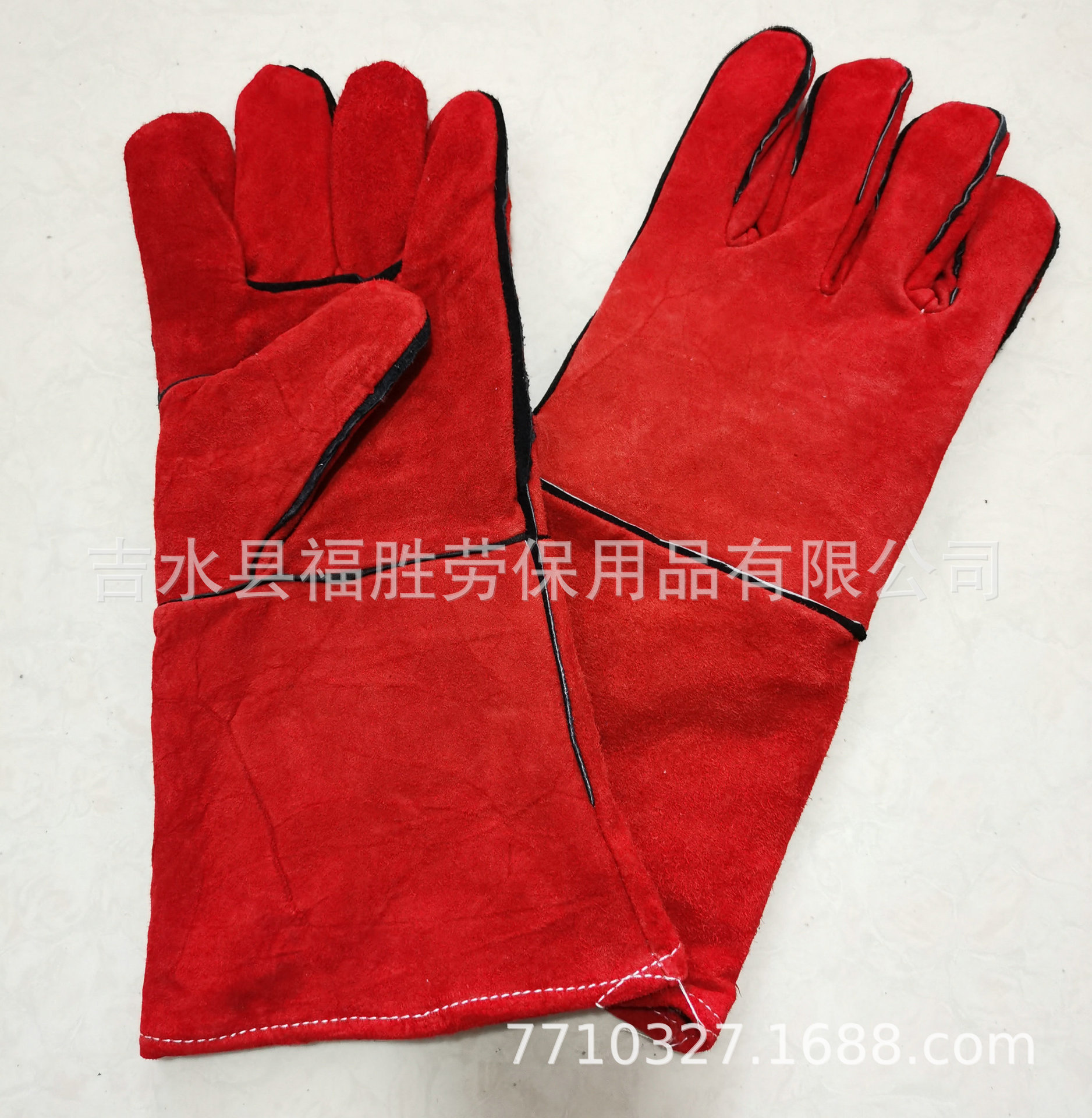 Factory direct sales 14 inch gules Cow Split glove Welder gloves