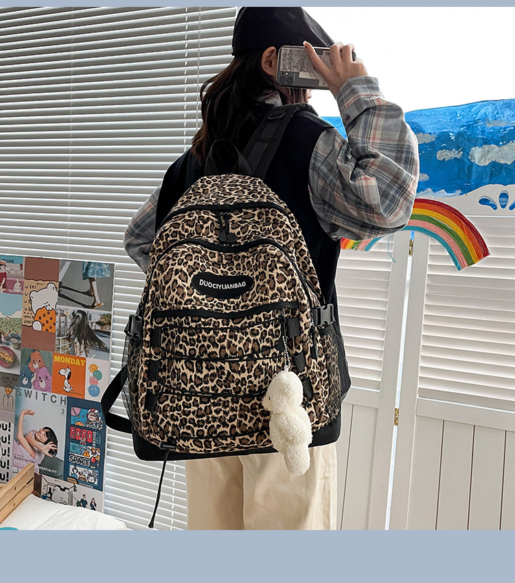 Retro Leopard Print Large-capacity Schoolbag display picture 8