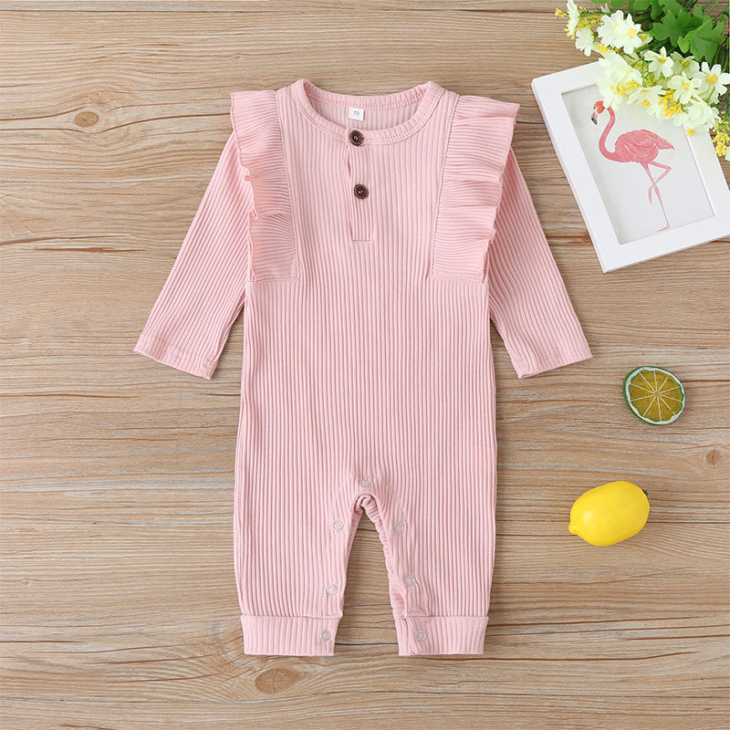 New  Long-sleeved Baby One-piece Solid Color Fashion Newborn Women's Romper Clothes Wholesale display picture 4