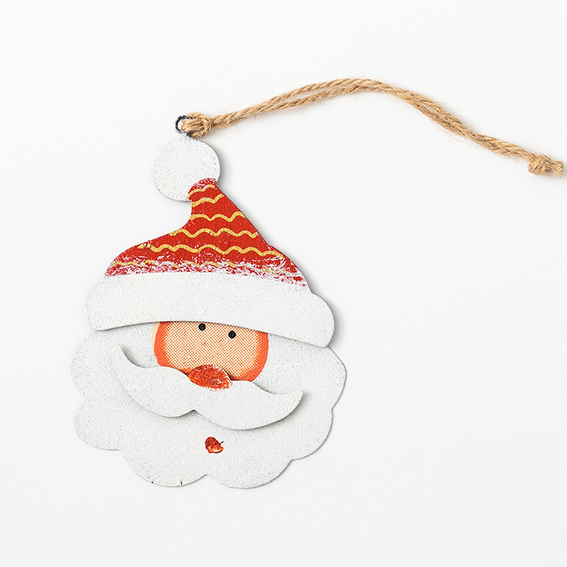 Papá Noel muñeco de nieve árbol de Navidad colgante de hoja de hierro decoración de Navidad colorido lindos paquetes de regalo decoración colgante