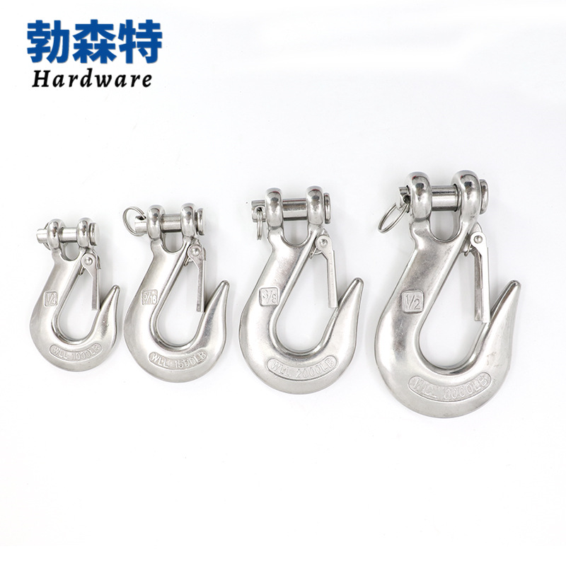 304不锈钢羊角滑钩 叉式吊钩链条起重货钩葫芦吊钩大眼抓钩拖车钩