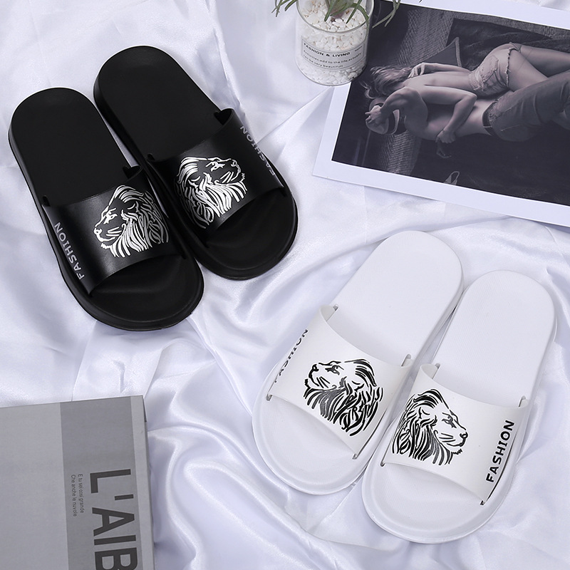 Men's and women's slippers couple lion h...