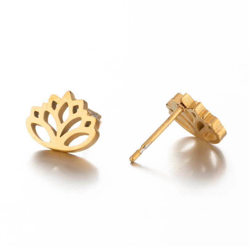 Holiday Occasion 304 Stainless Steel Material PVD Coated 18K Gold Real Gold Plated Heart Shape Flower 304 Stainless Steel Simple Style Waterproof Non Tarnish Ear Studs