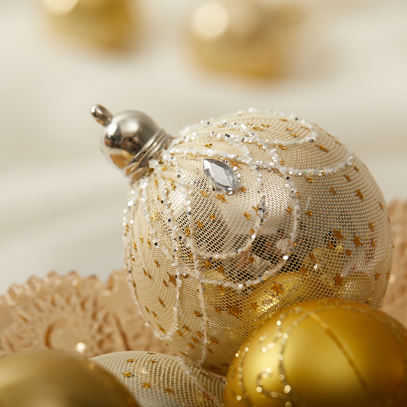 6cm 8cm bola de oro de Navidad bola pintada bola galvanizada dibujada a mano caja de regalo de decoración de Navidad colgante