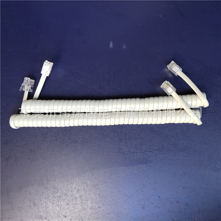 厂家直销电话曲线 电1.5米话机听筒线 白色电话手柄线4P4C弹簧线