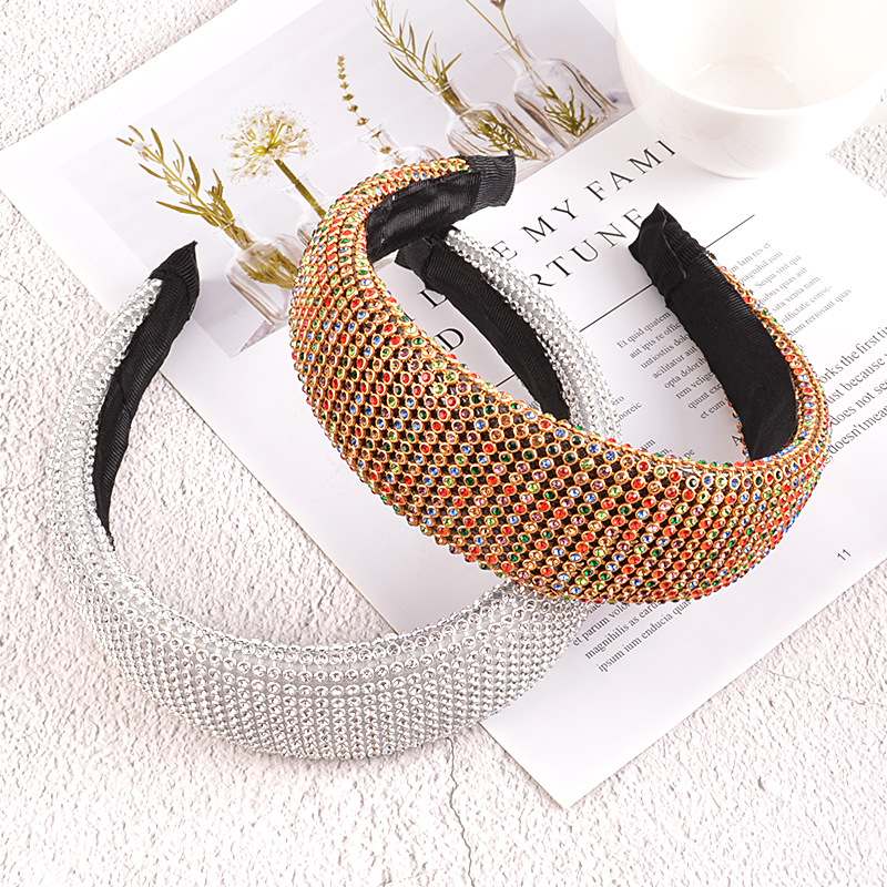 Diamond-encrusted Fashion Wide-edge Rhinestone Headband display picture 2