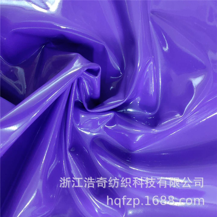 针织四面弹PU镜面无痕人造革面料 鞋帮箱包面料