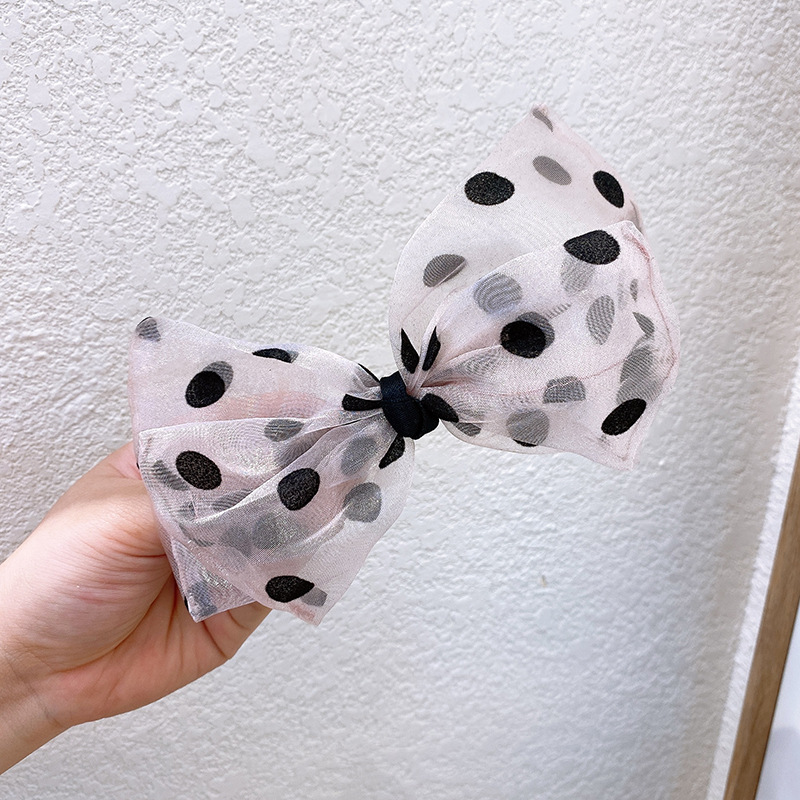 Korean Spring  Hair Clips  Yarn Black Bow Wave Point  Hair Head Rope Girl Hair Ring Spring Clip Nihaojewelry Wholesale display picture 9