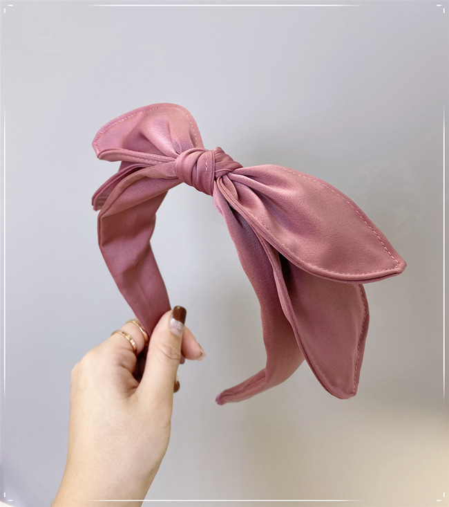 Korean Headband New Solid Color Cute Candy Color Double Bow Tie Fine Satin Headband Nihaojewelry Wholesale display picture 4