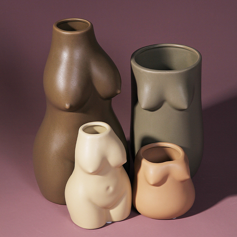 Estilo nórdico florero decoración Escultura del cuerpo humano diseñador creativo modelo habitación Hotel decoración suave