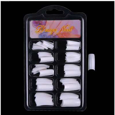 现货跨境法式半贴/全贴甲片美甲工具假指甲自然色透明色100片盒装