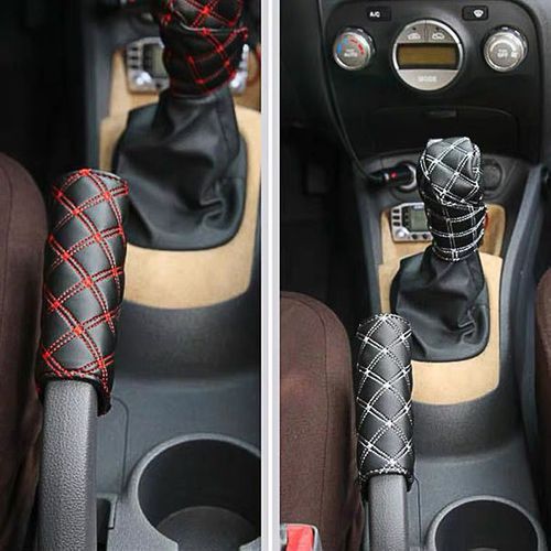 Red wine two-piece set, gear cover, handbrake, red wine two-piece set, 2-piece set, automatic manual gear lever cover, automotive supplies