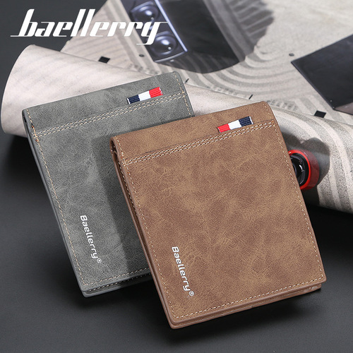 baellerry men's new wallet short multi-card slot fashionable youth wallet bag thin open coin purse