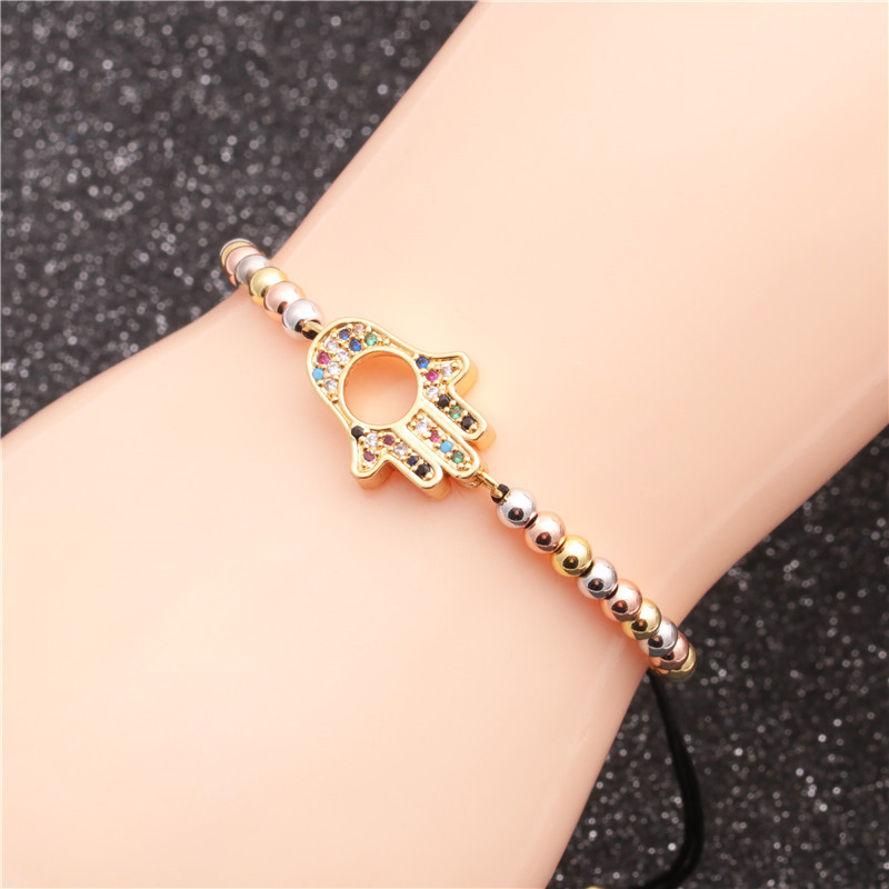 New Mixed Color Bead Chain Micro-inlaid Zircon Cross Devil Bracelet display picture 3