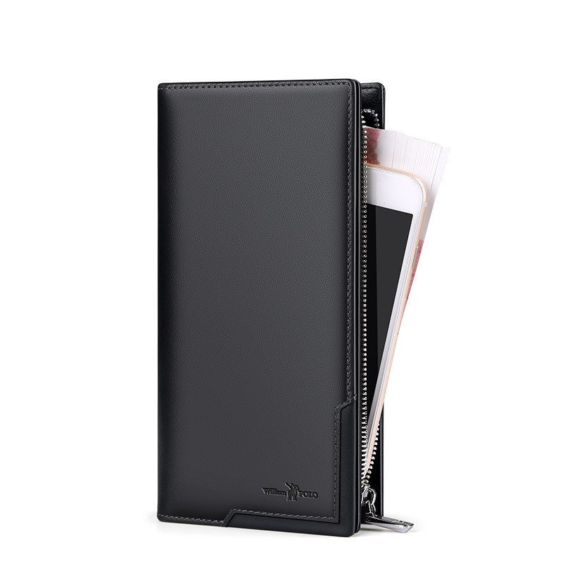 King Paul Wallet Men's Real Cowhide Long Large Capacity Wallet Multi-Card Holder Anti-theft Brush Anti-degaussing Card Holder Wallet