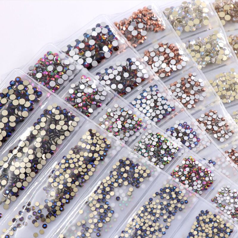 Nail Art 6-piece split flat bottom diamond crystal glass diamond size mixed nail diamond jewelry multi-color optional