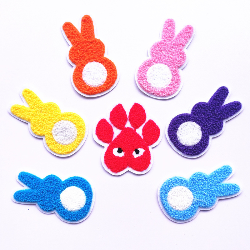 补丁贴卡通毛巾绣布贴毛线贴兔子刺绣图案破洞修补儿童衣服贴装饰