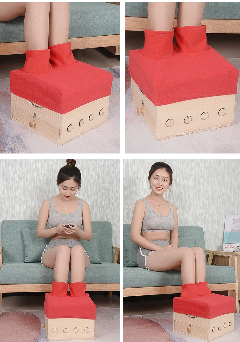 Wooden Moxibustion Foot Box 7+ Hole Ai Yun Foot Warming Device for Home Foot Therapy details
